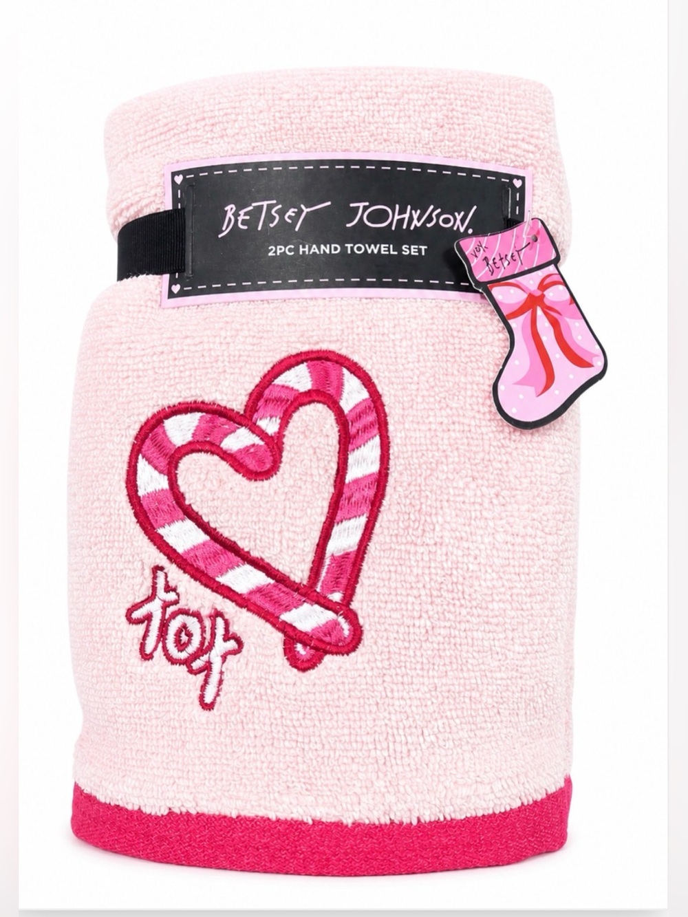 Betsey Johnson NWT 2 Pc Candy Heart Hand Towel Set